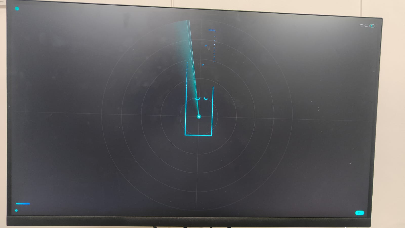 The AGL Flutter LiDAR dashboard running full screen on a monitor connected to the Jetson Orin Nano.